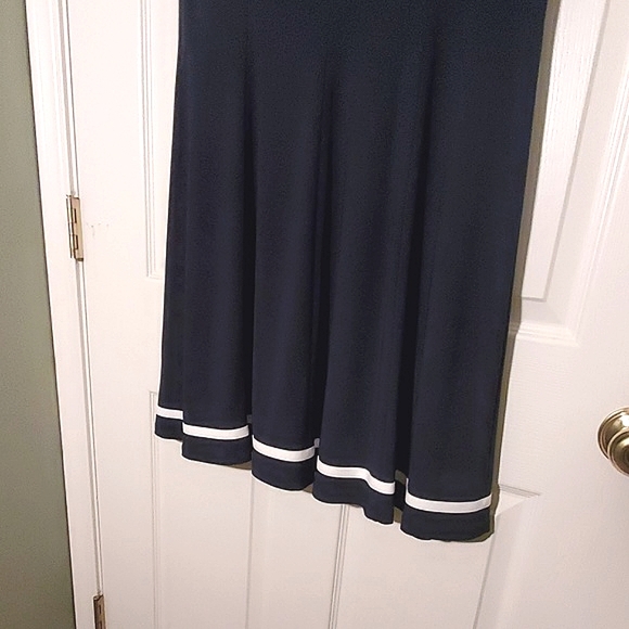 NWT Chaps Navy Fit & Flare Stripe Hem Dress - Picture 5 of 5